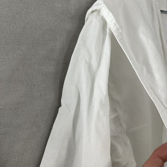 White Linen Top Boxy Lagenlook Artsy Artist Quiet Luxury Women’s 12 Vintage - Picture 7 of 15